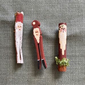 Set of 3 handmade holiday Christmas Santa pins or ornaments